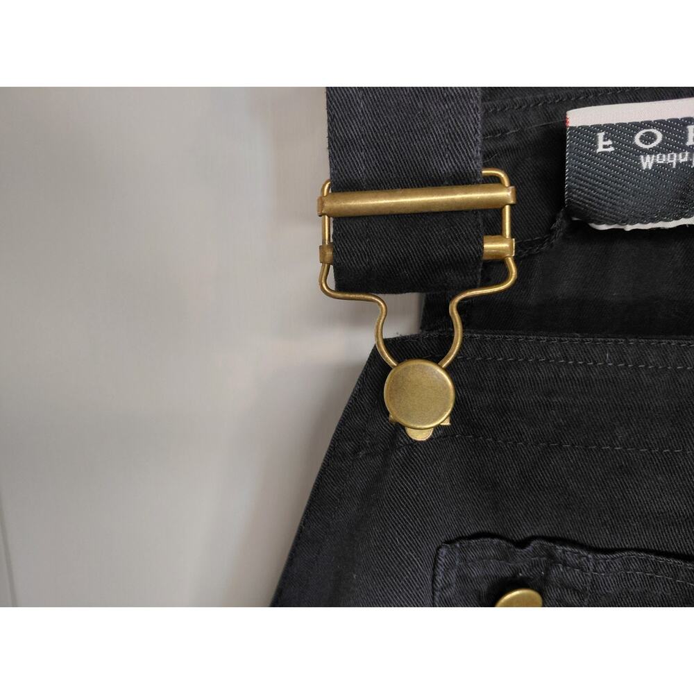 Vintage Forelli Black Cotton Utility Short Overalls Grunge Workwear Size 20 Plus - Picture 4 of 14